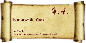 Hanuszek Axel névjegykártya